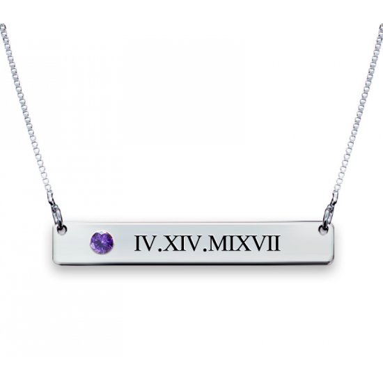 Roman numeral clearance bar necklace